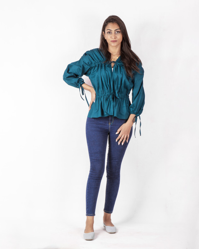 Long Sleeve Blouse - Dark Turquoise