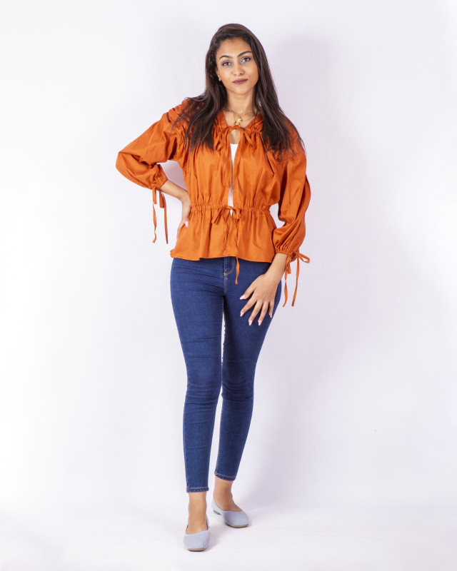 Long Sleeve Blouse - Orange